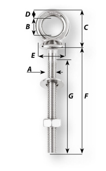 Wichard 6495 - Eye Bolt Stainless Steel M10 x 100 mm
