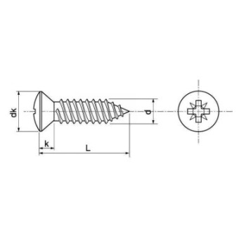 Euromarine DIN 7983 - A4 C 3,9 X 13 Z - Cross Recessed Countersunk Head Sheet Metal Screw