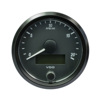 VDO A2C3832960032 - SingleViu Tachometer 2.000 RPM Black 80mm Amber Lighted w/ Red Pointer