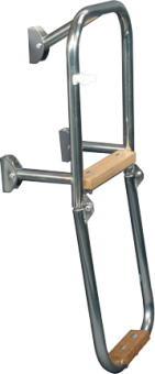 Allpa Stainless Steel Bathing Ladder, 2-Steps Lined With Wood, Dims. Unfolded 240x685mm, Tube Ø20mm