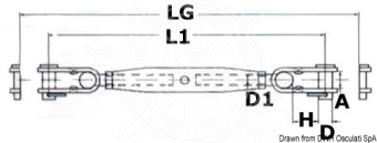 Osculati 07.195.06 - Turnbuckle With 2 Articulated Jaws AISI 316 6 mm