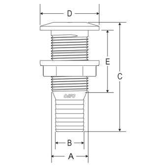 Nuova Rade 44696 - Thru-Hull Fitting 5/8'', W/Hose Barb Ø15mm, White