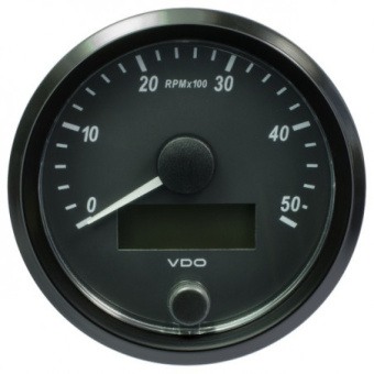 VDO A2C3833000032 - SingleViu Tachometer 5.000 RPM Black 80mm Amber Lighted w/ Red Pointer