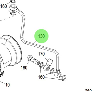 Steyr 2180937-0 - Oil Line Turbocharger Assembly for SE196E35 and SE156E32 Engines