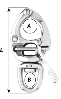 Wichard 2675 - Snap Shackle Quick Release With Swiveling Eye HR Stainless Steel 90 mm