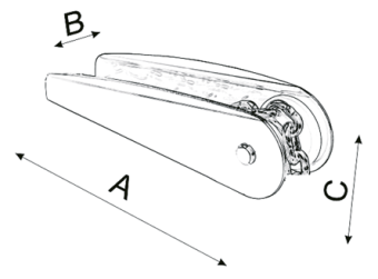 Allpa Stainless Steel Anchor Bow Roller, A=200mm, B=50mm, C=65mm (Fixed Model, Up To 7,5kg)
