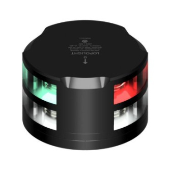 Lopolight 101-009-FB-B - Tricolor And Anchor Navigation Light Port-Starboard 112.5° Stern 135° Anchor 360° - 1NM Flat Base Black Aluminum