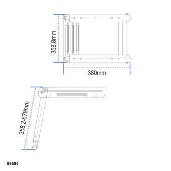Lalizas 99504 - Platform Ladder, Telescopic, 3 Steps, Stainless Steel 316, 295x870mm