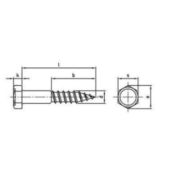 Euromarine DIN 571 - A4 6X40 - VBTH Hexagonal Wood Screws