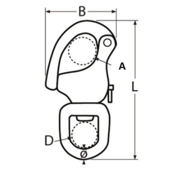 Euromarine Halyard Snap Hook With Swivel - 70mm