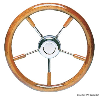Osculati 45.168.35 - Stainless Steel Steering Wheel with mahogany outer ring 350 mm