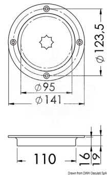 Osculati 20.100.20 - Inspection hatch AISI 316 passage 95 mm