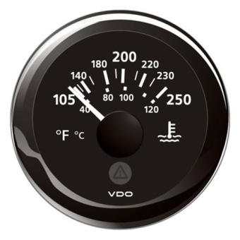 VDO A2C59514176 - Coolant Temperature Gauge 105°-250°F / 40°-120°C Black ViewLine 52 mm