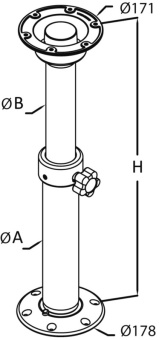 Osculati 48.417.65 - Thread Lock Pedestal For Any Table 500/700 mm 4841761+4841764-C01