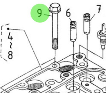 Nanni Diesel 970140912 - Cylinder Head Bolt for HE and N Series Engines
