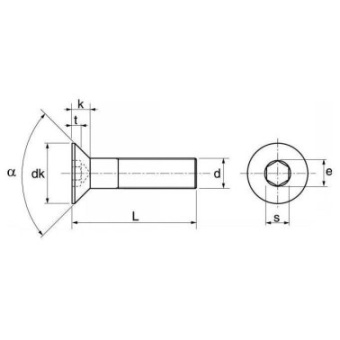 Euromarine ISO 10642 - A4 M 4X20 F/T - VMTFHC HC Hexagonal Socket Countersunk Metal Screws