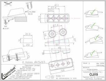 Clamcleat CL819 Tapered Pad with Backplate for Mk2 Junior Cleats, 10° Angle
