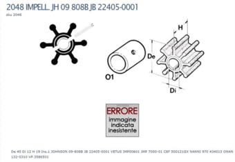 Technautic 7402 - Impeller W40xH19 Shaft 12 Bolt 6-Blade + Allen Key