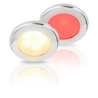 Hella Marine 2JA 015 247-621 - Warm White/Red EuroLED 75 Dual Colour LED Down Lights with Spring Clip, 12V DC, 316 Stainless Steel Rim, Spring Mount