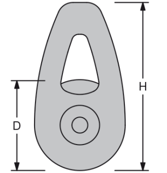 Antal H140 - Aluminum High Load Block, Line Ø8-10mm, D=40mm, H=74mm, Swl 1200kg