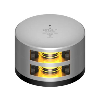 Lopolight 201-013ST-FB - Navigation Light 2NM 135° Yellow, Towing, Double, Silver w/FB Base