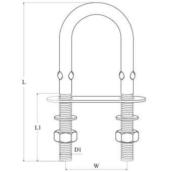 Hollex U-Bolt/Stud M5x80mm Stainless Steel 316