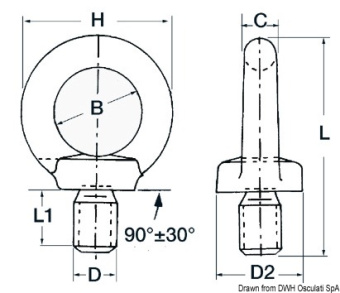 Osculati 39.158.06 - Male Forged Eyebolt AISI316 6 mm (10 pcs.)