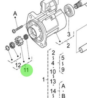 Nanni Diesel 970313682 - Starter Pinion Set for N4 Engines