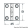 Osculati 38.821.02 - SS Rectangular Hinge 4 Bushing 51x45 mm