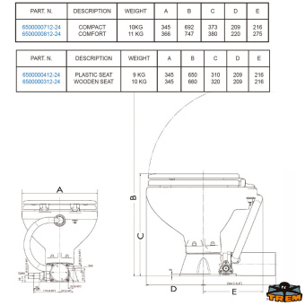 Trem Z1808712 - Electric Toilet Compact 12V Soft Close Seat