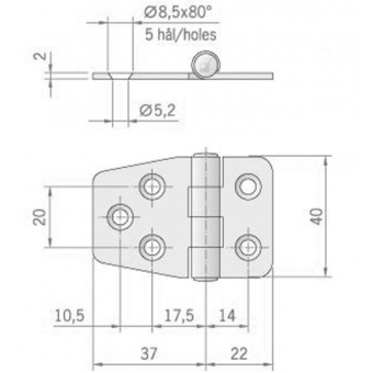 Roca Hinge 59X40 mm Standard