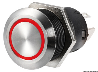 Osculati 14.215.02 - FLAT Stainless Steel Switch ON-OFF 12 V Red