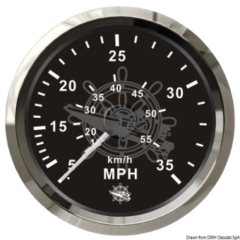 Osculati 27.326.10 - Pitot Speedometer 0-65 MPH Black/Glossy