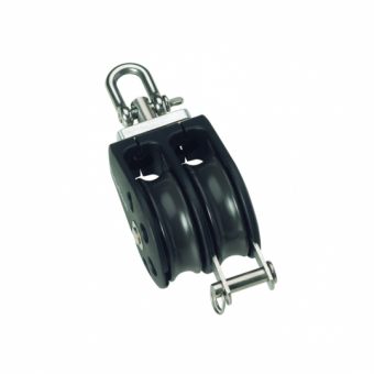 Barton N03231 - Double Swivel Block with Becket Size 3 45mm – Plain Bearing, 2x Ø45mm Sheaves, Max Rope 10mm