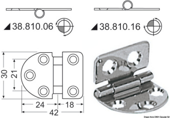 Osculati 38.810.16 - Hinge Standard Pin 42x30 mm