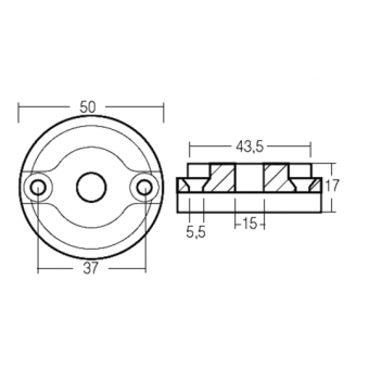 Tecnoseal Zinc Vetus KGF35/55 Bow Thruster Anode