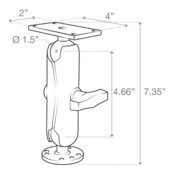 Ram Mount RAM-202-24-202U - Drill-Down Double Ball Mount for Humminbird Helix 7 - Medium