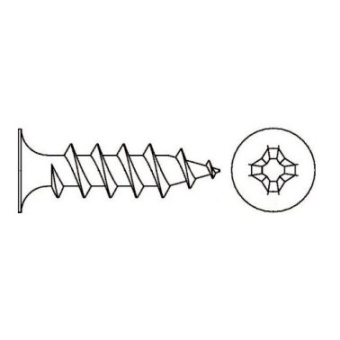 Euromarine ART. 9050 - A4 4.0X16 Z Chipboard Screw With Reinforced Countersunk Cross Recessed Head