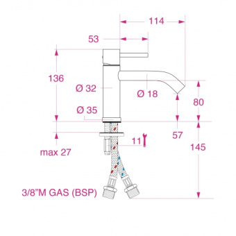 Barka 03.10.00400 - MY1600 Minimalistic Single Handle Mixer With Fixed Spout