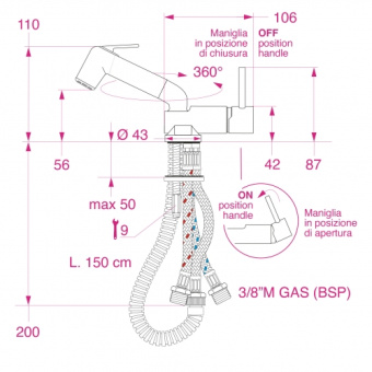 Barka 03.12.01001 - MDM10101 One Handle Mixer With Swivel Pull-Out Shower