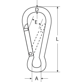 Belship 721606 - AISI Stainless Steel 316 Polished Carabiner 60mm (10 pcs)
