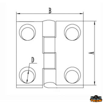 Trem M3538038 - AISI 316 Stainless Steel Hinges Thickness 5 mm - 38x38 mm Straight Model