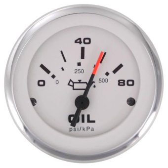 Veethree 59653FE Lido Pro Oil Pressure Gauge 0-80PSI (240-33 Ohm) SIlver