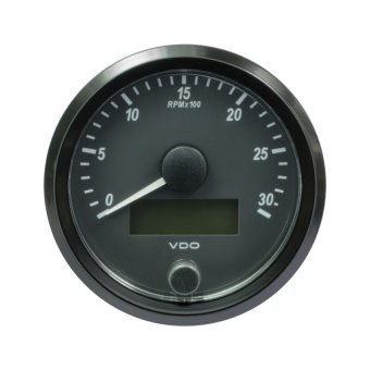 VDO A2C3832980032 - SingleViu Tachometer 3.000 RPM Black 80mm Amber Lighted w/ Red Pointer