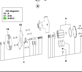 Bukh 00400-2R099 - Major Service Kit for R210J Sea Water Pumps