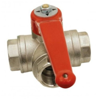 3-Way L-Shaped Brass Ball Valve - FFF - PN40 - 1/4
