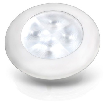 Hella Marine 2XT 980 501-241 - Slim Line Round Courtesy Lamps, White Plastic Rim, Warm White Light, 24V DC