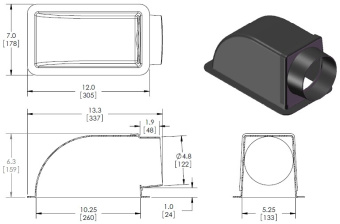 MSI TB105-5E 10" X 5" ABS Plastic Transition Box with 5" Ring End