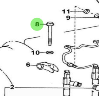 Nanni Diesel 970312698 - Hex Head Bolt With Integrated Washer for Fuel Injection Line Nozzles