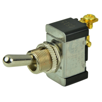 BEP 1002002 - SPST Chrome Plated Toggle Switch - Off/(On) 12V